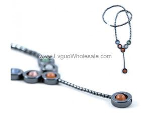 Opal Beads Style Hematite Choker Collar Fashion Necklace